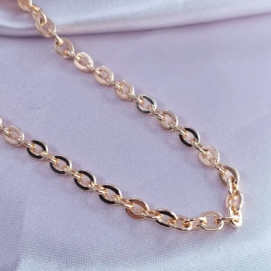 Imagen de Cadena Tejido Aros Anchos Ovalados Oro Dorado  4503