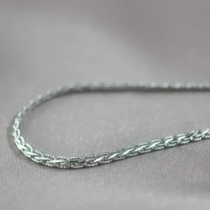 Imagen de Cadena Tejido Petatillo Diamantado Oro Blanco  4302
