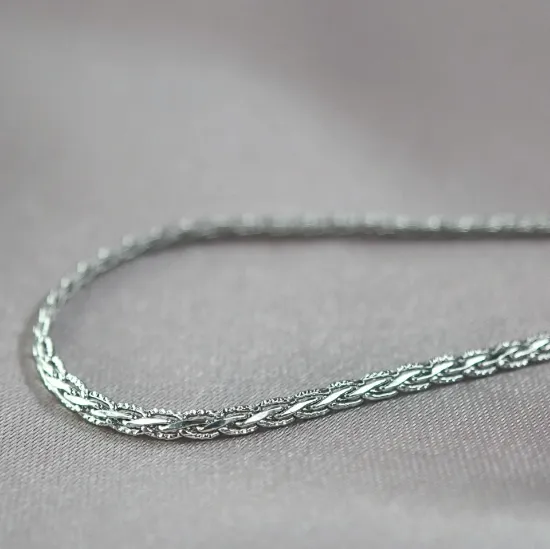 Imagen de Cadena Tejido Petatillo Diamantado Oro Blanco  4302