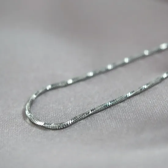 Imagen de Cadena Tejido Cola Topo o Ratón Torcido Oro Blanco  4501