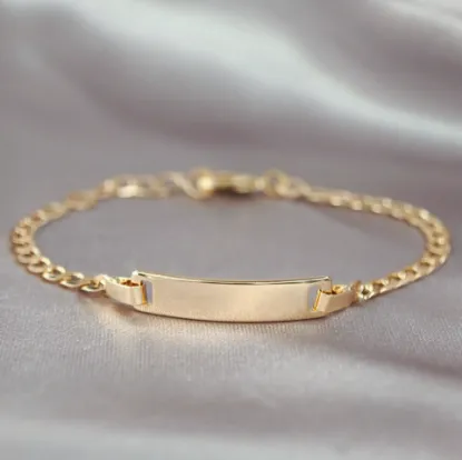 Imagen de Pulsera Esclava Rectangular Kids Barbada Abierta Oro Dorado  1703
