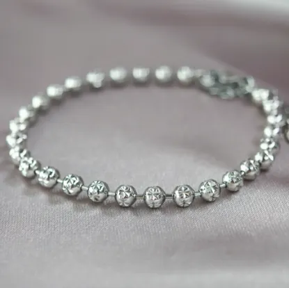 Imagen de Pulsera Municiones o Esferas Estrellas Oro Blanco  2004