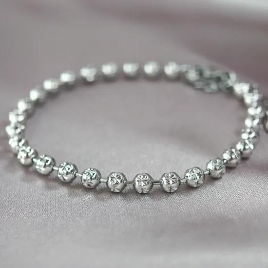 Imagen de Pulsera Municiones o Esferas Estrellas Oro Blanco  2004