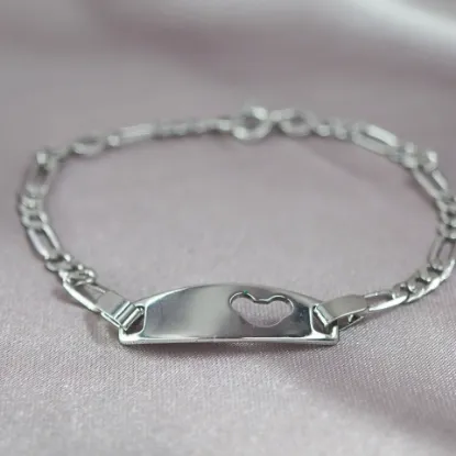 Imagen de Pulsera Esclava Kids Carita Mouse Cartier o Fígaro Oro Blanco  1603