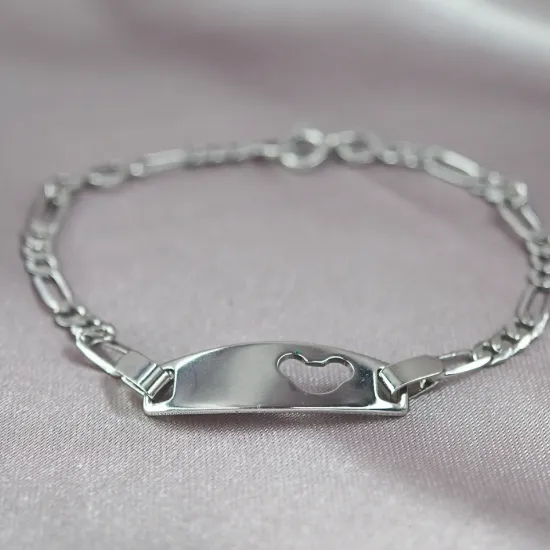 Imagen de Pulsera Esclava Kids Carita Mouse Cartier o Fígaro Oro Blanco  1603