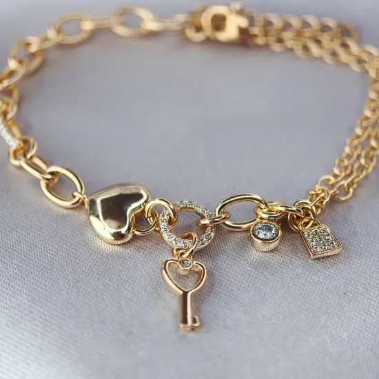Imagen de Pulsera Corazón Llave Candado  1710