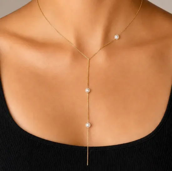 Imagen de Collar Corbatín Tres Perlas  4301