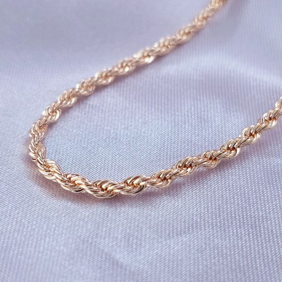 Imagen de Cadena Tejido Cordón Salomónico o Torzal Oro Dorado Talla 5901
