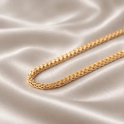 Imagen de Cadena Trejido Cubo Trenzado Oro Dorado Talla 5001