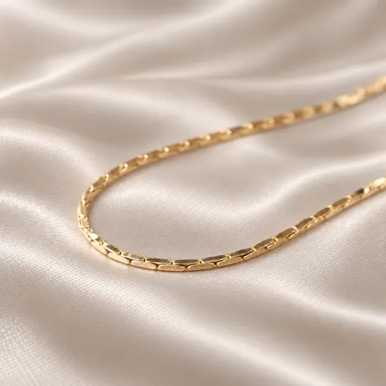 Imagen de Cadena Tejido Rectángulos Rígidos Cerrados Oro Dorado Talla 6001