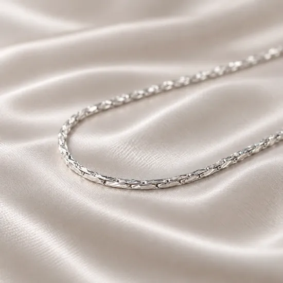 Imagen de Cadena Tejido Trigo Rígido Diamantado Oro Blanco Talla 6001