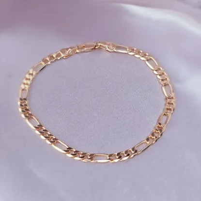Imagen de Pulsera Tejido Cartier o Fígaro Oro Dorado Talla 2103
