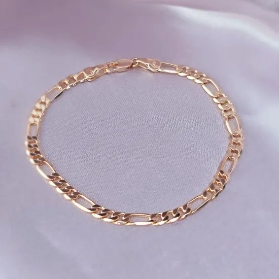 Imagen de Pulsera Tejido Cartier o Fígaro Oro Dorado Talla 2103