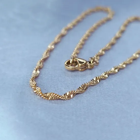 Imagen de Pulsera Tobillera Tejido Singapur Oro Dorado Talla 2502