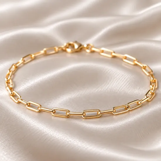 Imagen de Pulsera Eslabones Rectangulares Entrelazados Oro Dorado Talla 2002