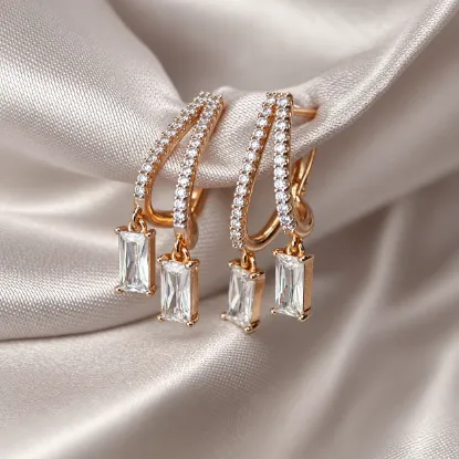 Imagen de Arete Doble Pavé Baguette