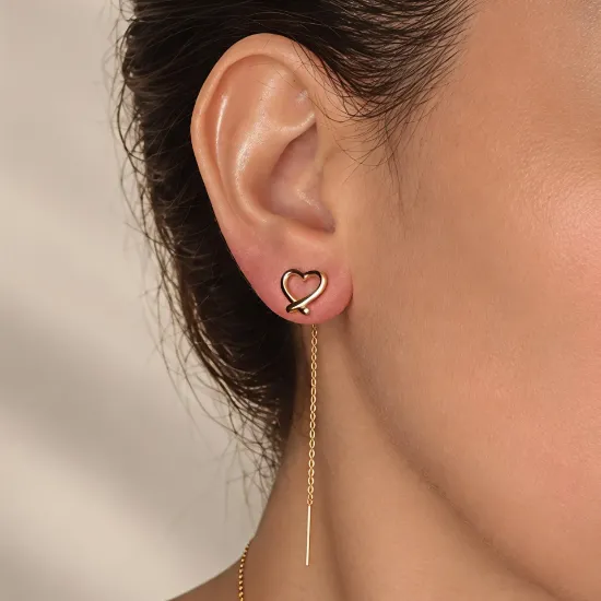 Imagen de Arete Corazón Pretzel y Línea