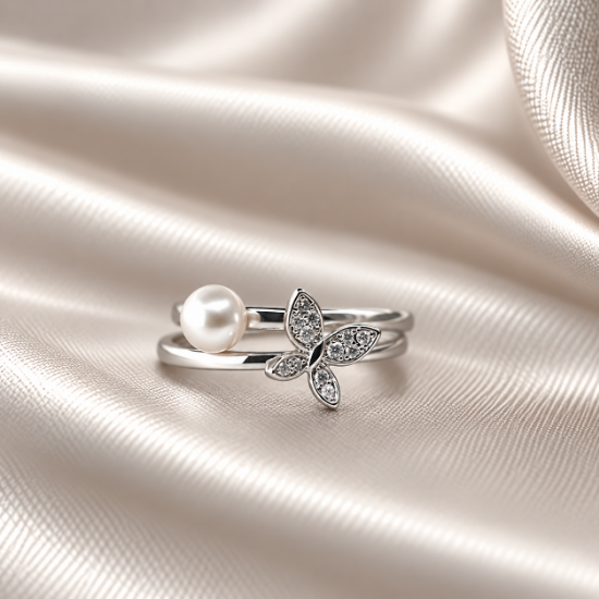 Imagen de Anillo Alianza Mariposa y Perla