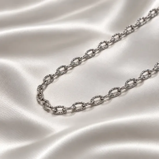 Imagen de Cadena Eslabones Ovalados Facetado Oro Blanco Talla 4504