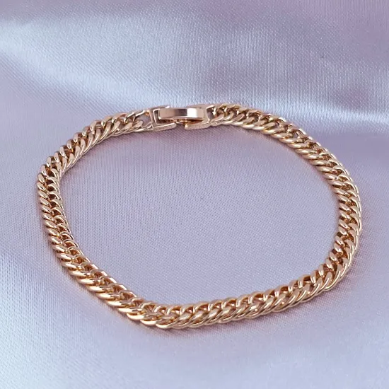Imagen de Pulsera Tejido Barbada Cerrada Oro Dorado Talla 1704