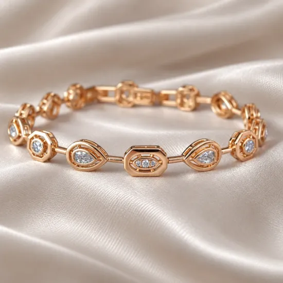 Imagen de Pulsera Octágonos y Gotas Brillantes Talla 1707