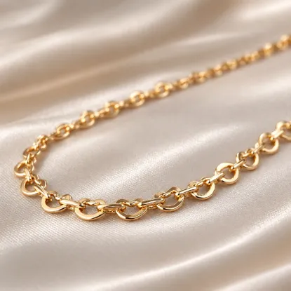 Imagen de Cadena Corazones Vivri Entrelazados con Rectángulos Oro Dorado Talla 4504