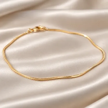 Imagen de Pulsera Tejido Cola Topo o Ratón Cúbica Oro Dorado Talla 1801